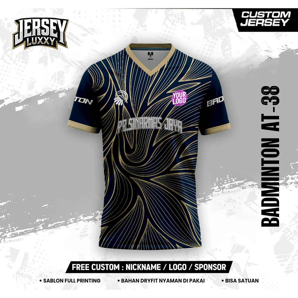 ใหม่ 2026 เสื้อแบดมินตัน AT-38 Custom Dryfit Milano Premium Free Custom Nickame และผู้ใหญ่ Squad