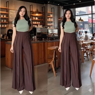 Lavie Pants - Celana Panjang Wanita - Culote Palazzo Highwaist - Celana Kantor  Losse Pants - Formal Wid Leg Casual Terlaris!