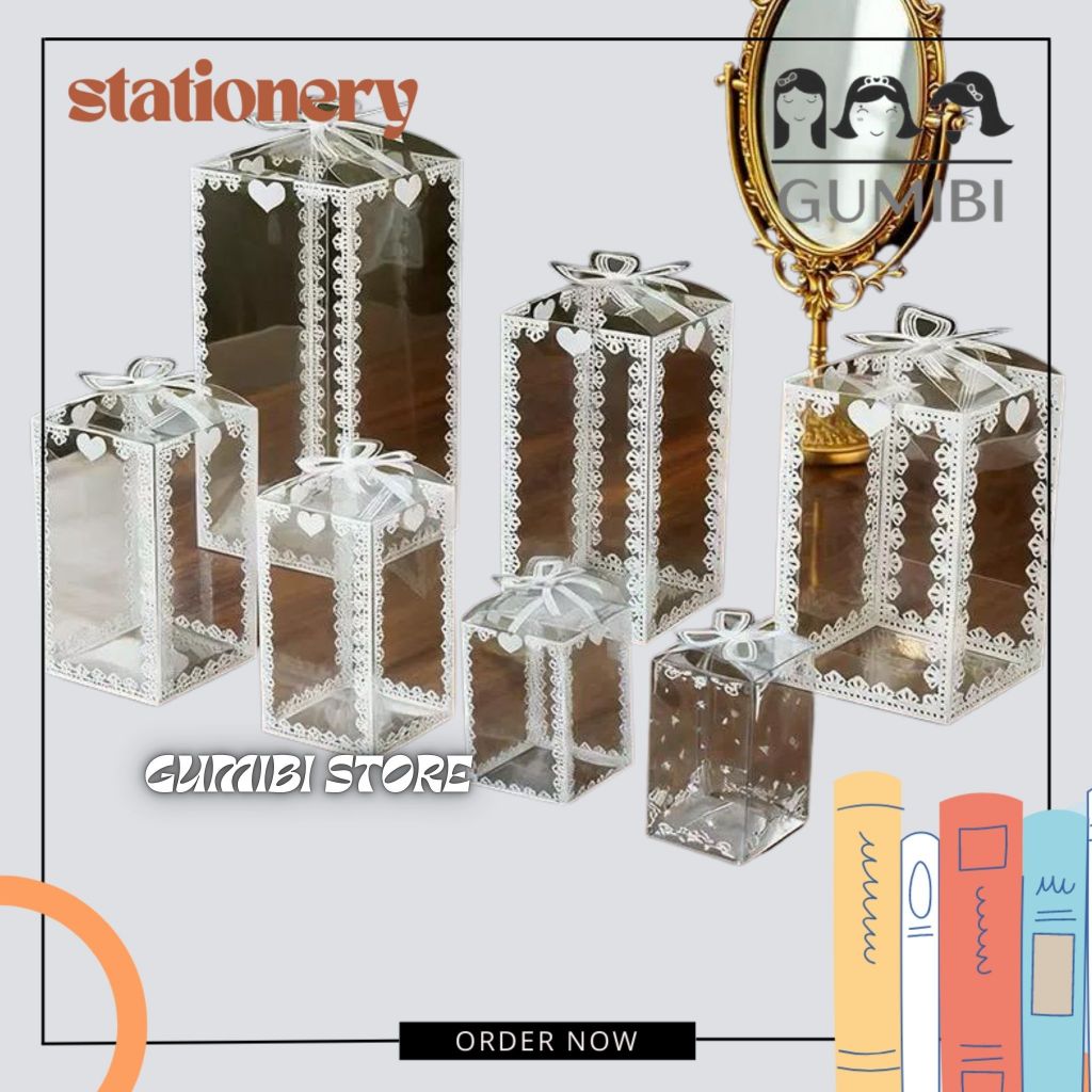 CLEAR MICA BOX ของขวัญ RIBBON TRANSPARKENT BOX HAMPERS SOUVENIR GUUMIBI STORE