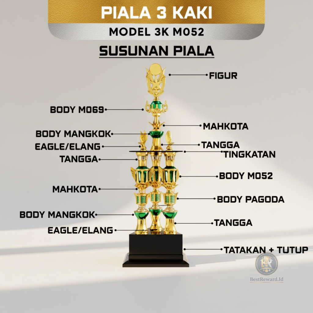 ถ้วยรางวัล 3 ขา 3K รุ่น M052 สูง 94cm หรูหราและหรูหรา