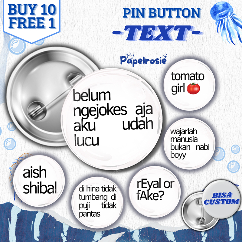 PIN BUTTON TEXT MEME VERSION| AESTHETIC TEXT MEME ROUND PIN 44 MM