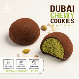 Dubai Chewy Cookies Premium by Hayumi | Isian Crunchy Kunafa Pistachio - Marshmallow Gooey
