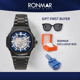 [COD] RONMAR Jam Tangan Pria Mekanik Otomatis Tanpa Baterai Kaca Safir Tahan Air 50M 100% Original Rantai Stainless Hadiah