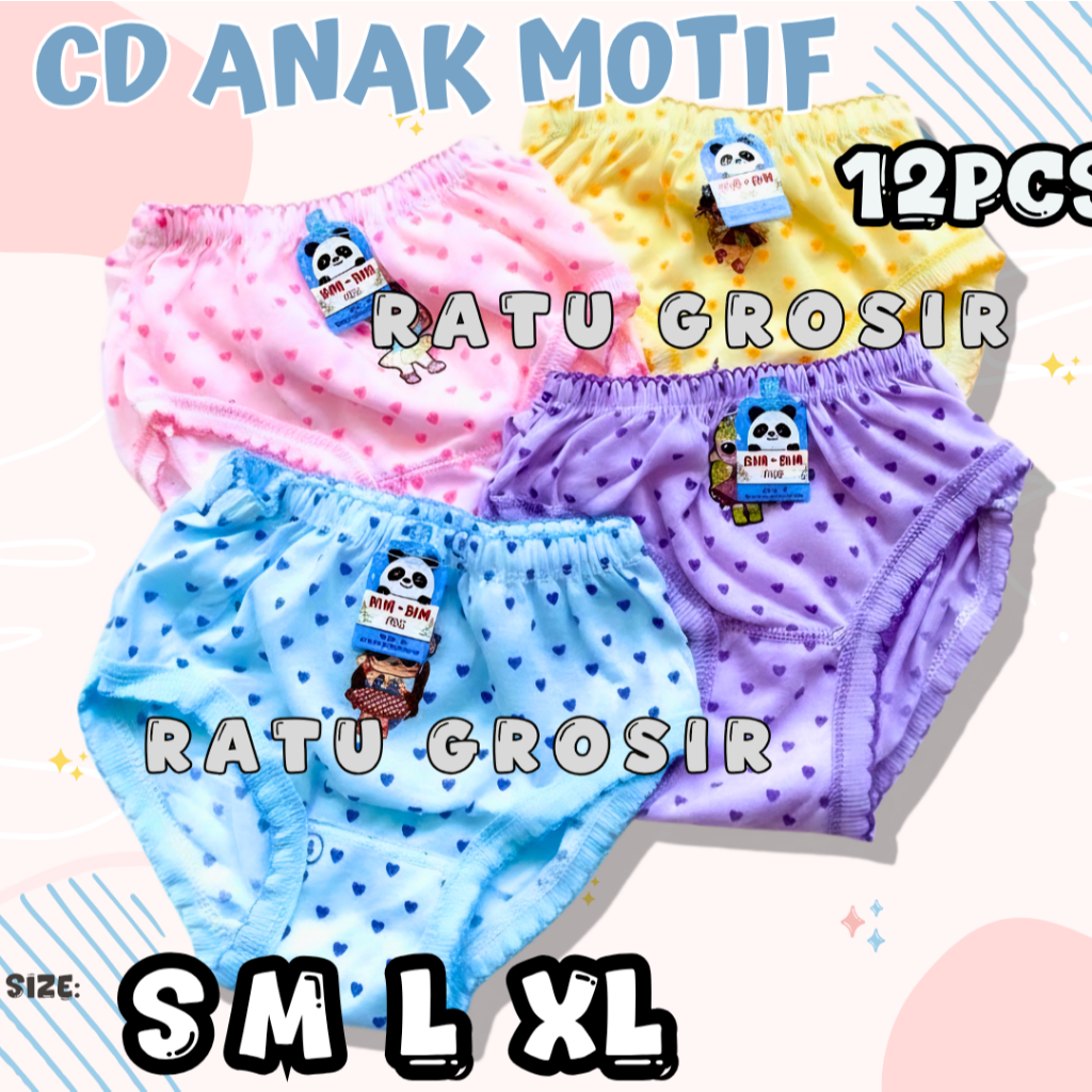 RATU 12 ชิ้น GYTR MOTIF GIRLS UNDERWEAR - QUEEN WHOLESALE