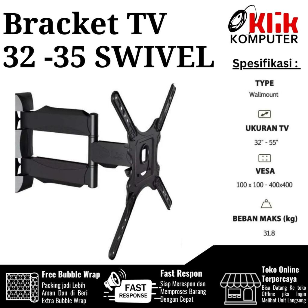 North Bayou TV Bracket LED LCD Monitor 32" 42" 43" 55" Tilt & Swivel