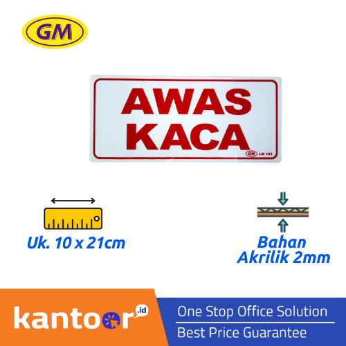 GM LABEL BEWARE OF GLASS LM-123 MEDIUM