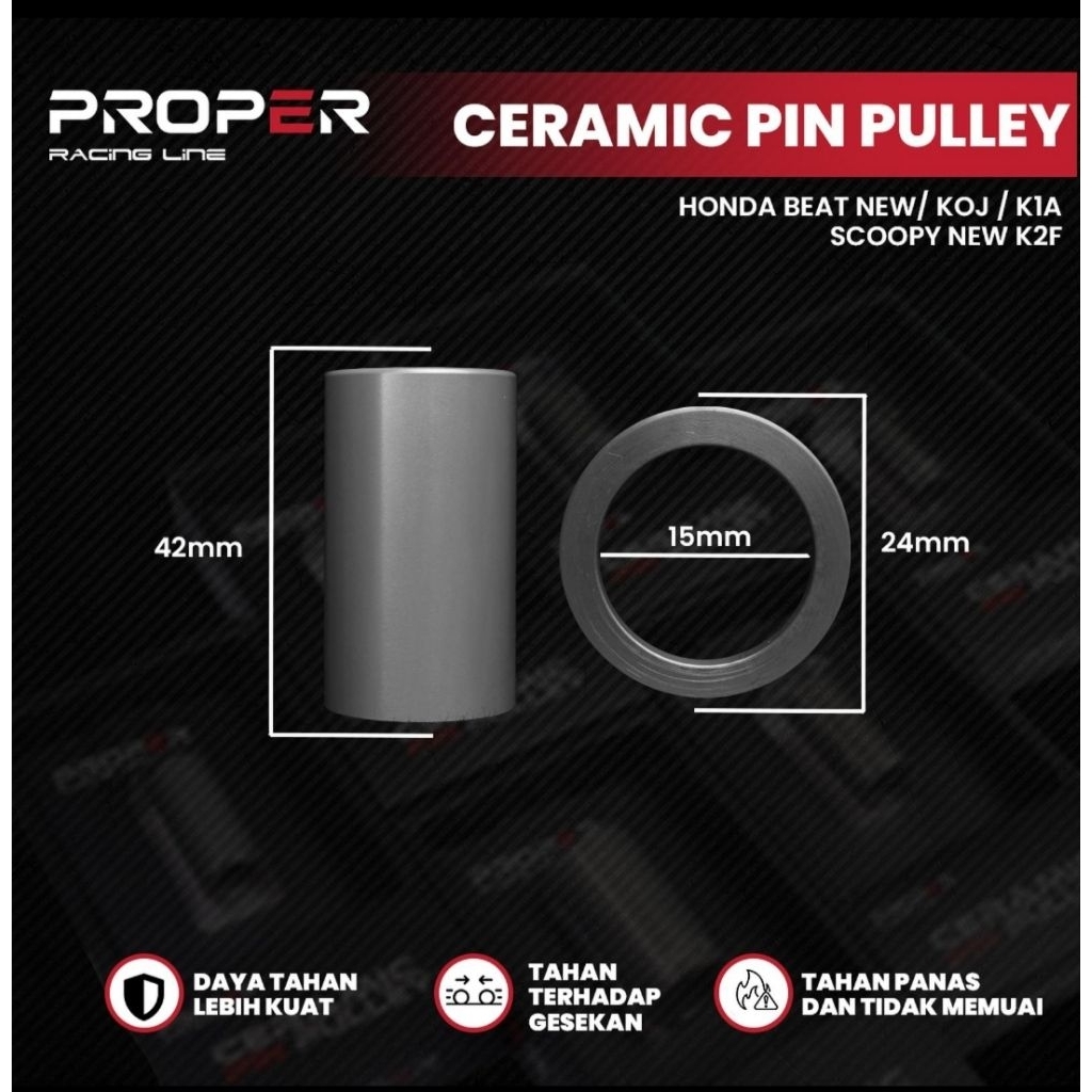 PROPER RACING LINE CERAMIC PULLEY PIN BEAT ใหม่ DELUXE GENIO ใหม่ SCOOPY KOJ K1A BOSHINING CVT
