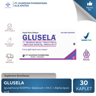 GLUSELA  | Suplemen Pencerah Kulit Lebih Maksimal dengan L-Glutathione, Vitamin C, Zinc dan ALA