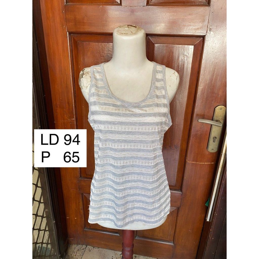 Twenty One Top Stripe Grey Stripes ไม่มีซับในซีทรู