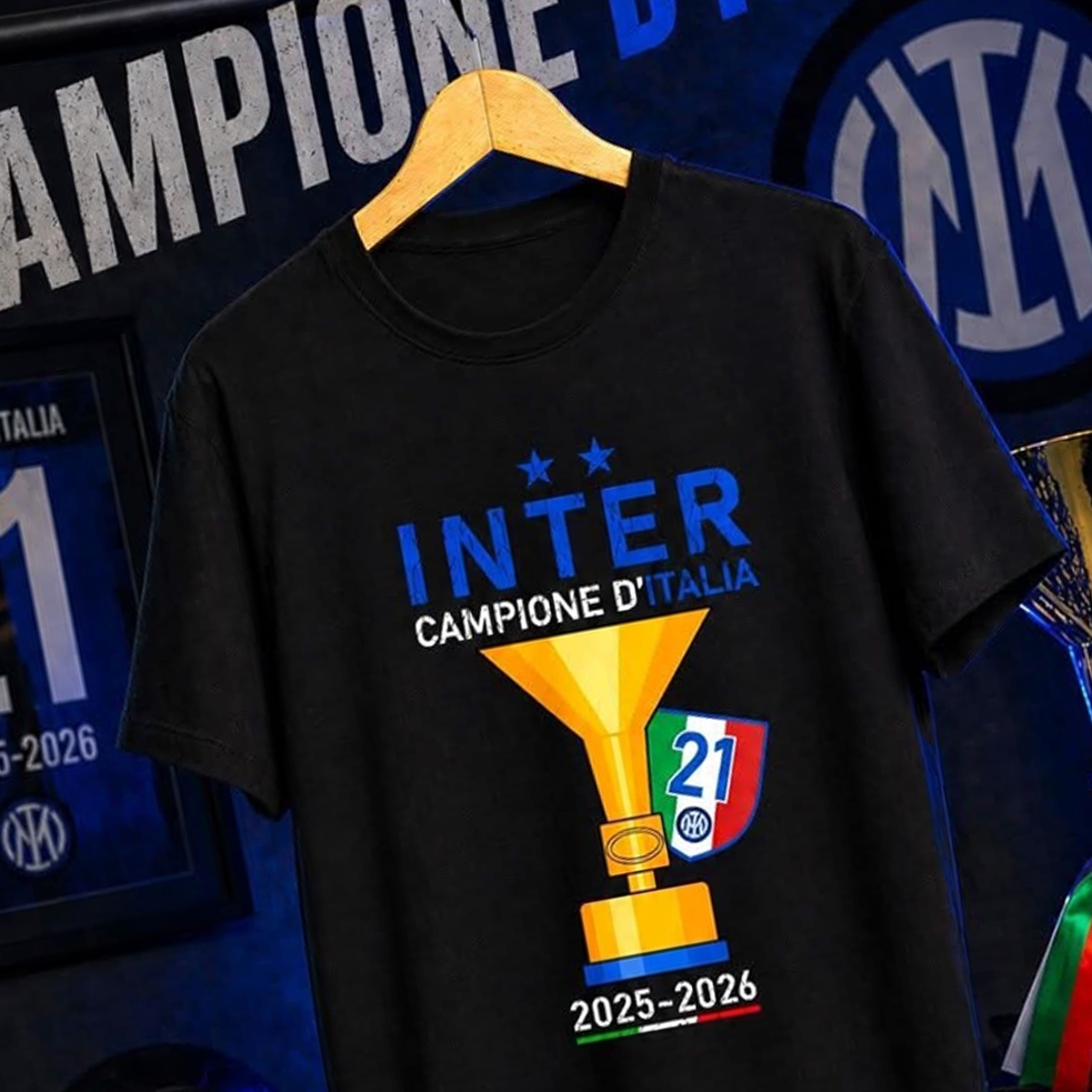 Inter Campioni Italia Simple T-Shirt 21 2025/2026 ล่าสุด - เสื้อยืดผู้ชายและผู้หญิง - เสื้อยืด Inter