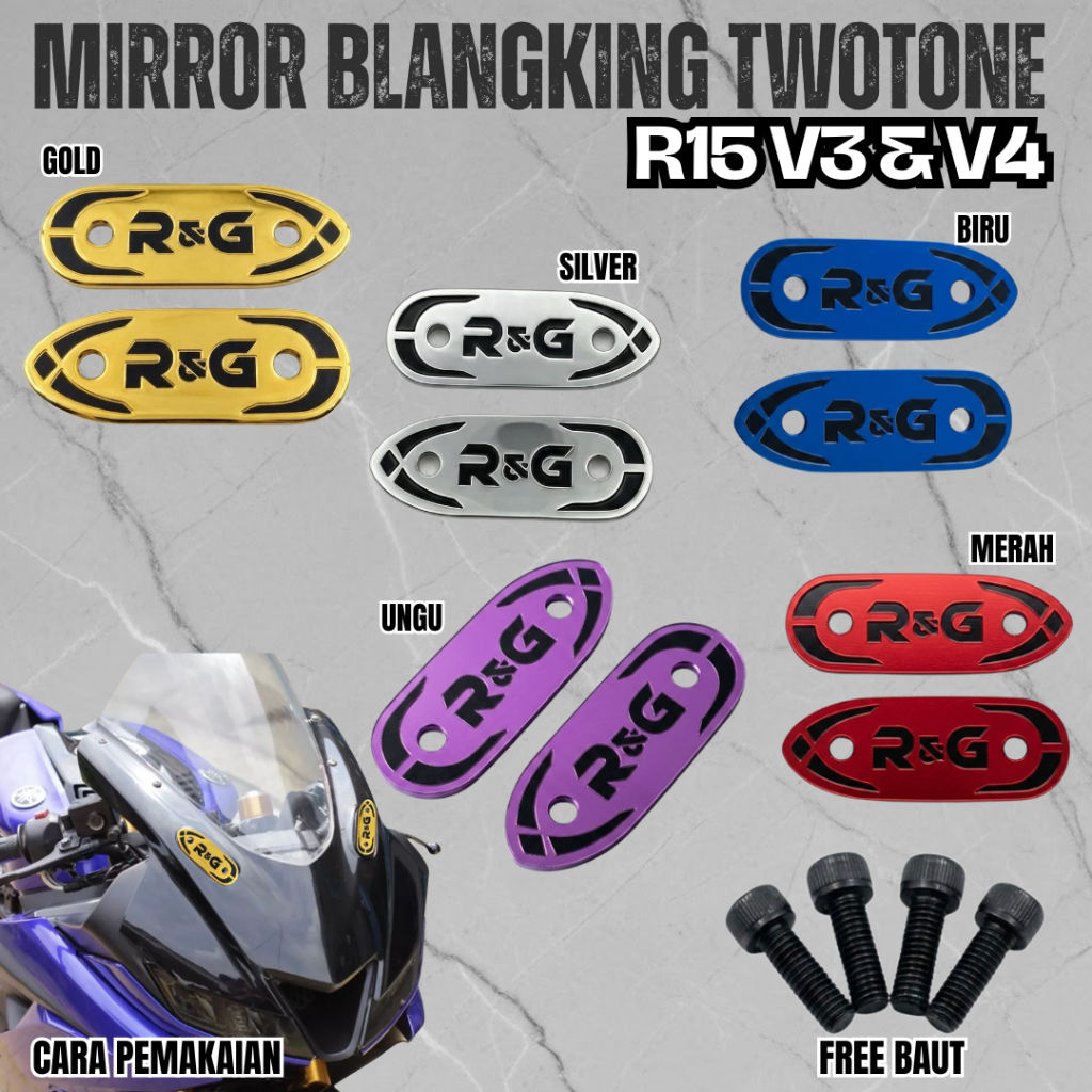 R15 V3 V4 MIRROR BLANKING TWOTONE THICK & STRONG PNP | กระจกมองข้าง BLANKING R15 V3 V4 รุ่น R&G 3MM 