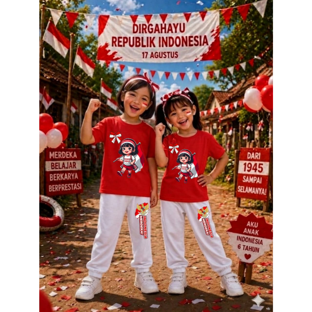 AS_STORE99 - 81TH ANNIVERSARY INDONESIAN T-SHIRT SET / BABY & CHILDRENS JOGGER SHORT T-SHIRT AND LON