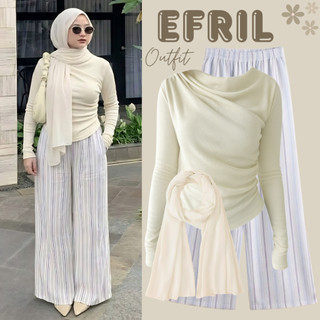 TERLARIS! ONESET 3IN1 OUTFIT REMAJA KEKINIAN | April Blouse + Kulot Hommy + Pashmina | Setelan Hangout LV067
