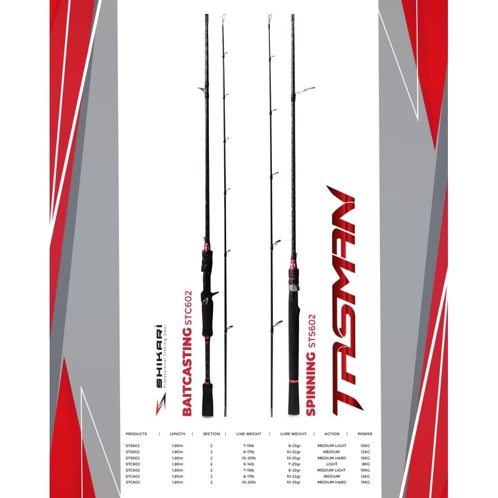 คันเบ็ด Shikari TASMAN JS Sepining 180 10-20Lb