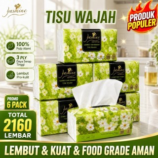 [6 Bungkus]Yasmine tisu 6 PACK 360 helai 3 ply Soft Facial Tissue kertas tisu tebal gratis ongkir bisa cod tisu kering tissue  facial tissue tisu dapur
