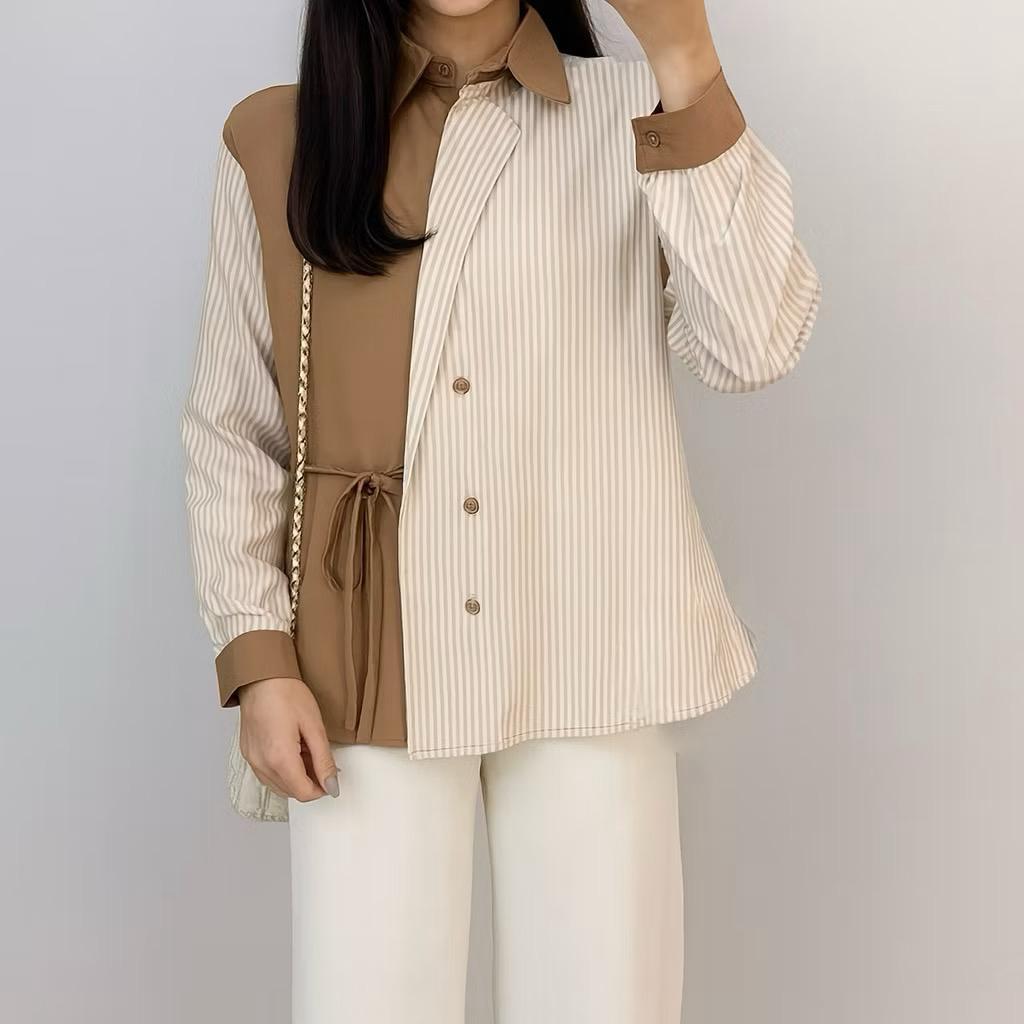KEMEJA LD 100 P 63 KANZA LONG-SLEEVED STRIPED COMBINATION SHIRT
