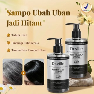 Dr.ville Shampoo Penghitam Rambut Non Sls Natur e Advanced Anti Aging Shampoo Uban 300ML