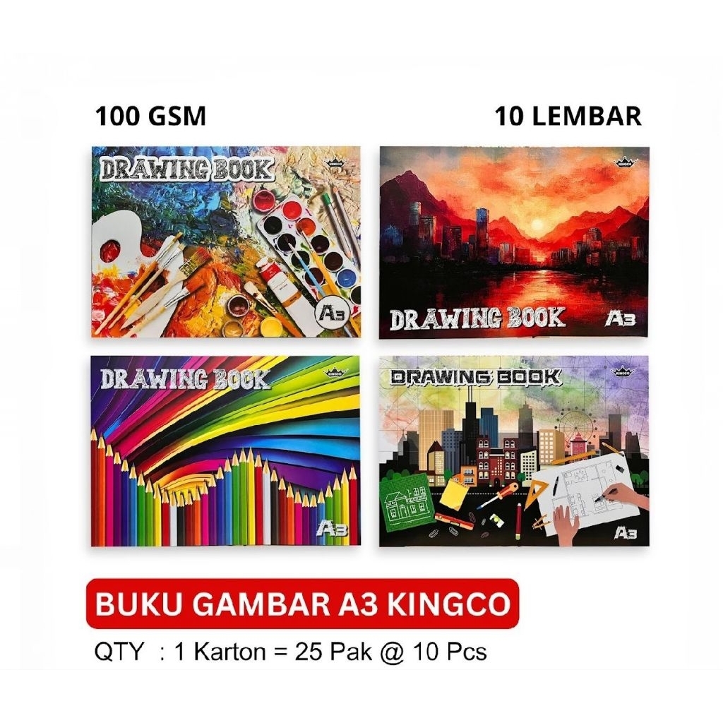 [ 1 ชิ้น 2 ชิ้น 3 ชิ้น ] DRAWING BOOK A3 KINGCO & A4 KINGCO DRAWING BOOK RANDOM MOTIF