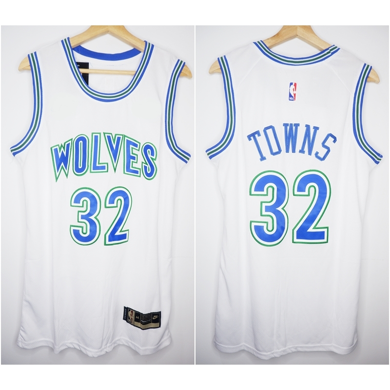 พรีเมี่ยมนําเข้า CLASSIC HWC WOLVES 32 ANTHONY KARL TOWNS CLASSIC WHITE BASKETBALL JERSEY 23/24