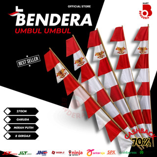 Bendera Umbul Umbul Garuda 3 Meter | 8 Mata Gergaji | Warna Merah Putih