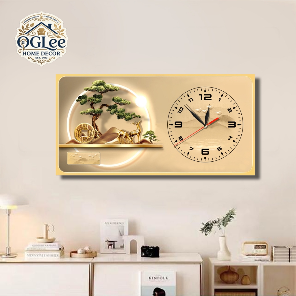 OGLee Shop Vintage Aesthetic Square Wall Clock ตกแต่งผนัง