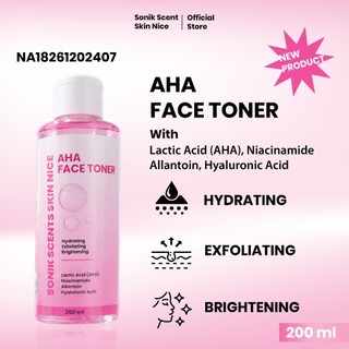 SONIK SCENTS SKIN NICE Face Toner AHA Hydrating Exfoliating Brightening 200ml – Lactic Acid, Niacinamide & Hyaluronic Acid