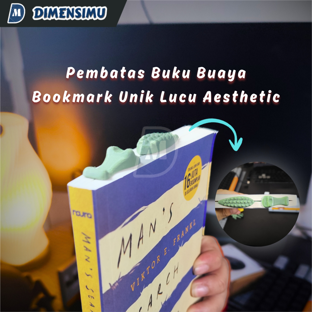 Cute Aesthetic Crocodile Bookmark – Unique Mini 3D Bookmark for Books, Novels, Journals & Diaries | 