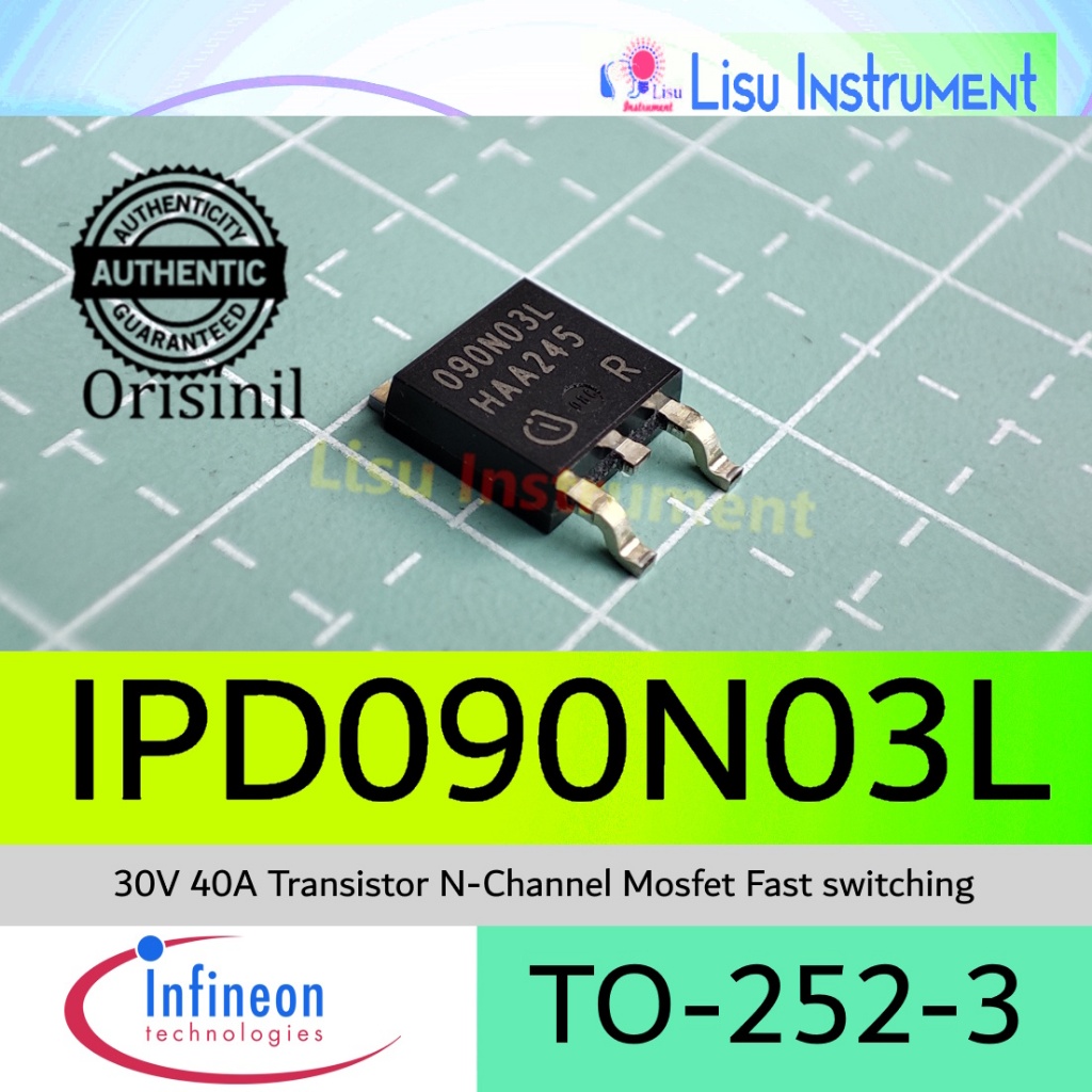 IPD090N03L 30V 40A ทรานซิสเตอร์ N-Channel Mosfet SMD 090N03L TO-252 D-PAK Infineon เดิม