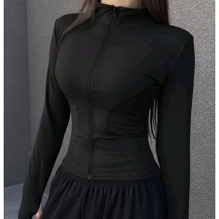 TERMURAH!! JAKET OLAHRAGA WANITA LENGAN PANJANG KEKINIAN COCOK UNTUK OUTDOOR/JOGING/LARI/GYM BAHAN SCUBA NYAMAN DI PAKAI CEPAT KERING