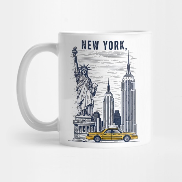 แก้วของที่ระลึก New York Classic Cityscape Ride - แก้วชา Cityscape