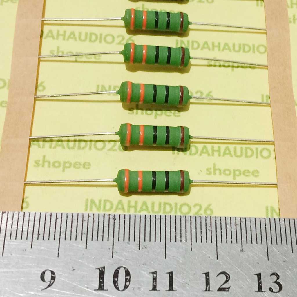 HIJAU GREEN PACK 330R 2W 1% COPPER LEGS METAL FILM ตัวต้านทาน 330 OHM 2 วัตต์ 330 R 2 วัตต์ 1 วัตต์