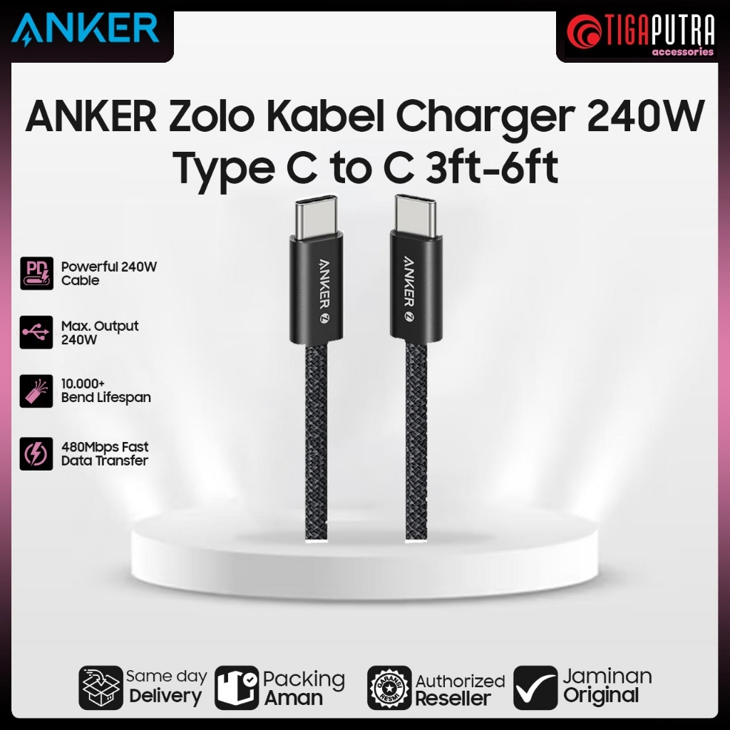 ANKER Zolo 240W Type C to C สายชาร์จ 3ft/6ft (A8060)