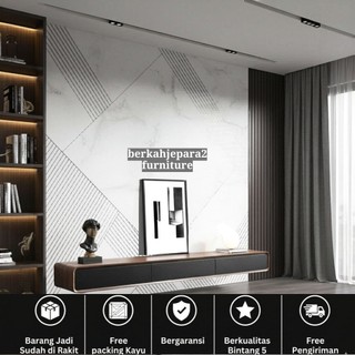 meja tv minimalis modern gantung kayu plywood