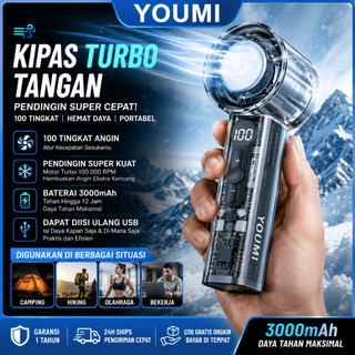 COD Kipas Es Mini Transparan AC Cooling Fan, Digital Display 1-100 Level Roller, High Speed Turbo 18000RPM Per Menit, Baterai Besar 3000mAh Tahan Lama Portable