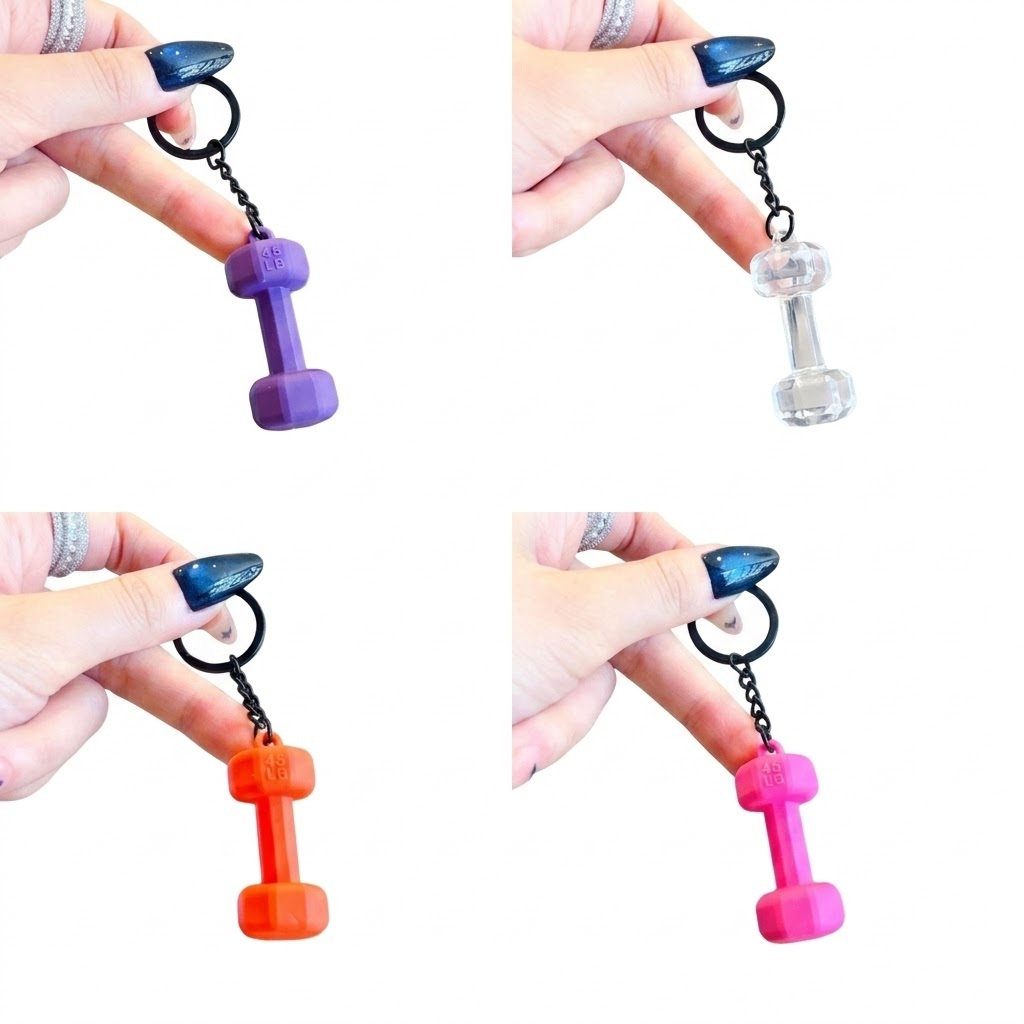 GUNBERRY SMALL DumbELL RUBBER KEYCHAIN GK-2265 GYM FITNESS SPORTY BAG DUMBELL KEYCHAIN