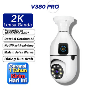 V380 Pro CCTV Bohlam Dual Lensa 8MP Alarm Deteksi Dan Pelacakan Manusia AI Notifikasi Real-time