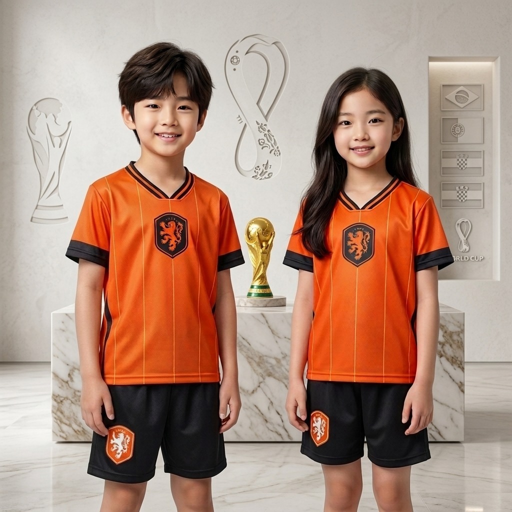 VIPSHOP88 ชุดเสื้อฟุตบอลสําหรับเด็กชายและเด็กหญิง อายุ 2-9 ปี HP J NETHERLANDS