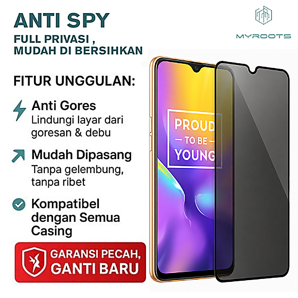Myroots กระจกนิรภัย Anti Spy Realme U1 XT X50 Pro X2 Pro X Anti Scratch กระจกความเป็นส่วนตัว