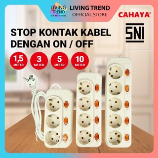 Stop Kontak Kabel Saklar On Off 3/4/5 Lubang & 1.5/3/5/10Meter / Stop Kontak BerSNI SC-893/4/5 Merek Cahaya