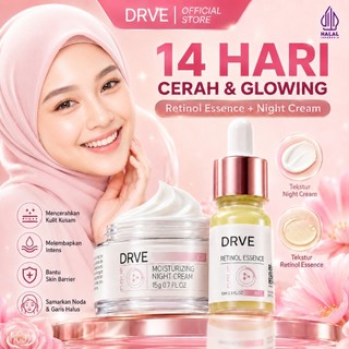 Drve Glowing Set Bundle 2 (Retinol Essence+Moisturizing Night Cream) Dengan Kandungan Niacinamide yg membantu mencerahkan wajah