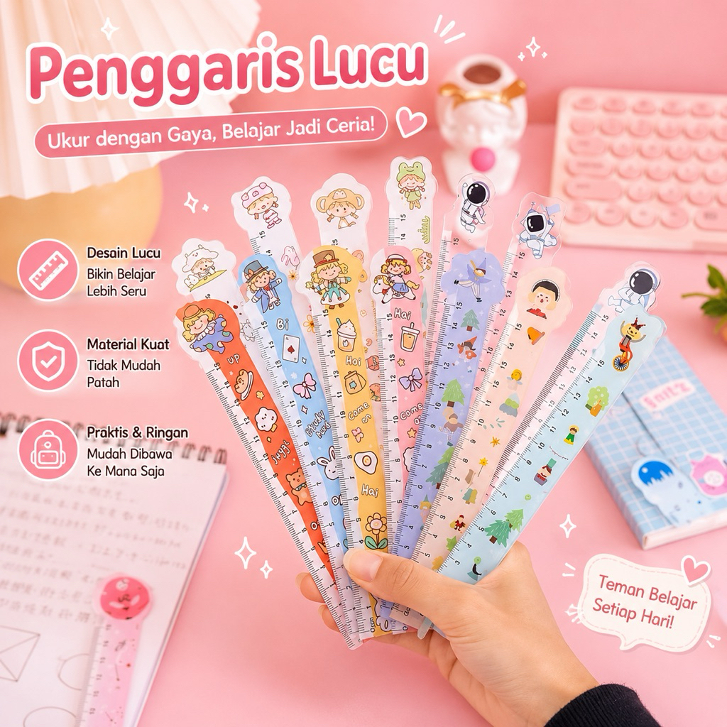(ctshop1) 15CM VARIOUS MOTIFS RULER / 15CM CUTE RULER CHARACTER RULER
