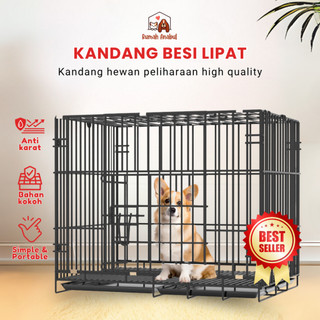 Kandang Besi Lipat Kucing Anjing Premium Anti Karat - Kandang Besi Kucing Anjing Jumbo Hewan - Kandang Anjing dan Kucing  83 x 60 x 62cm - Rumah Anabul