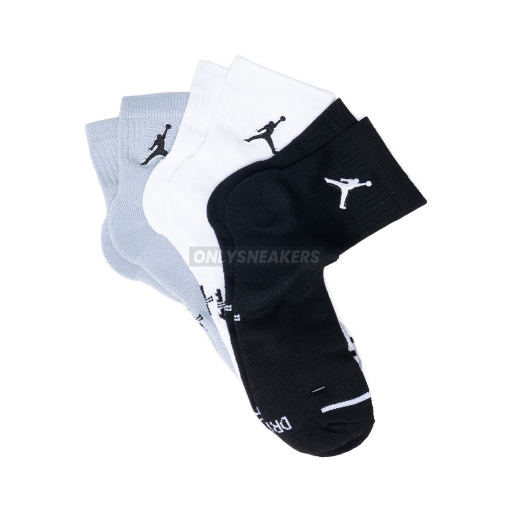 NIKE JORDAN EVERYDAY ANKLE SOCKS BLACK WHITE BLUE