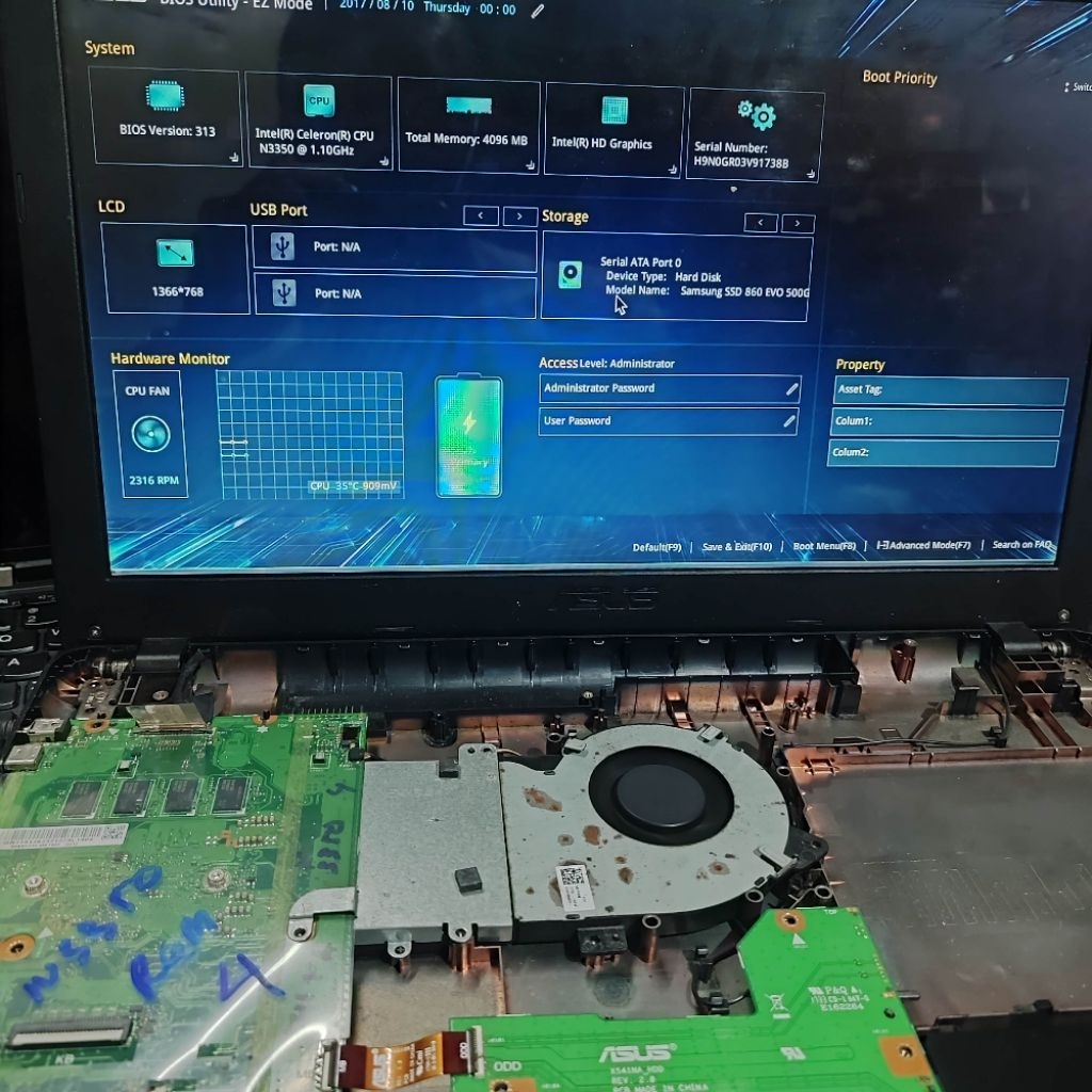 Asus x541N N3350 เมนบอร์ด ram 4