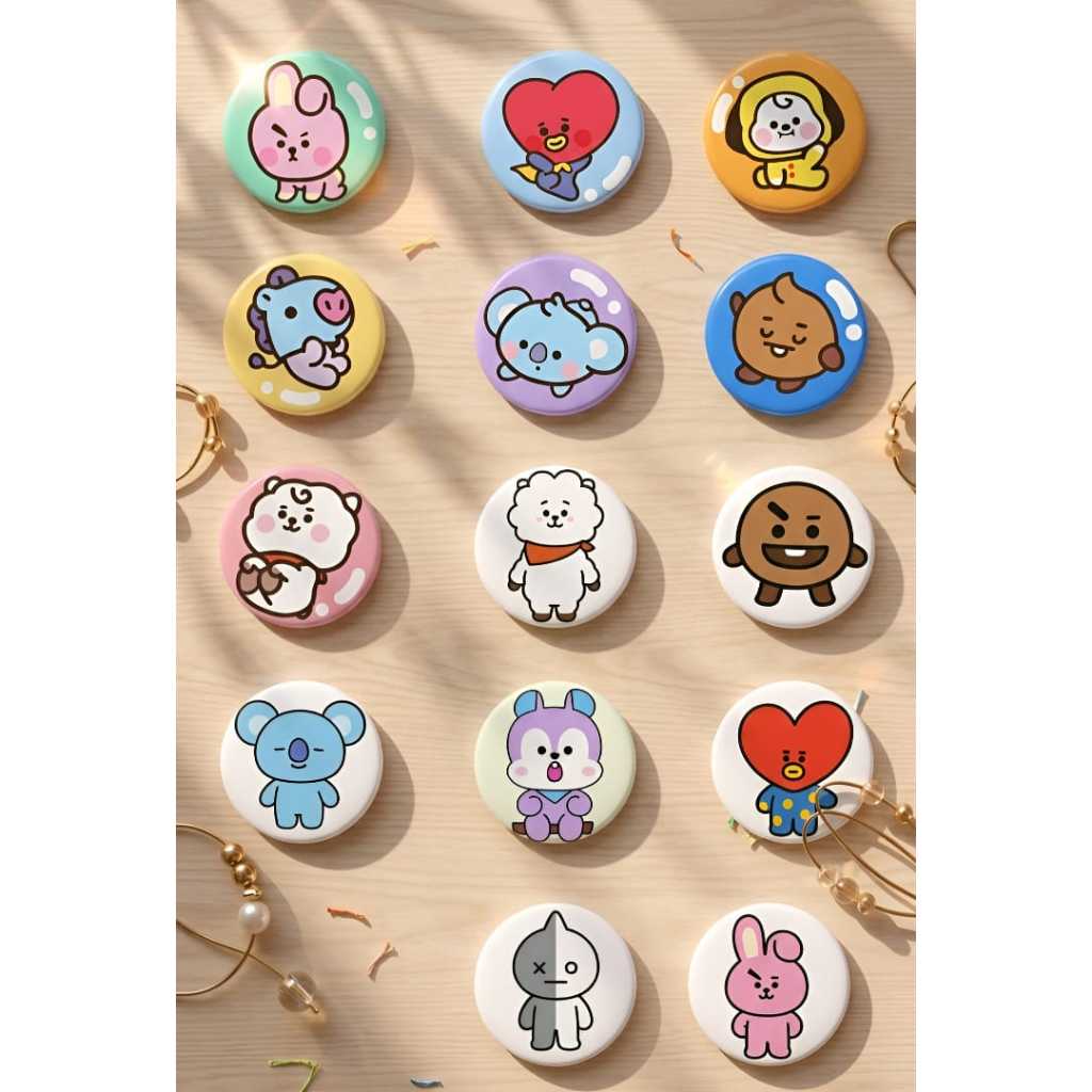 BT21 PIN BUTTON/BADGE/BROS BTS BT21 // PIN BUTTON BT21 CHARACTER/ FANMADE PIN BUTTON KPOP MERCH BTS 