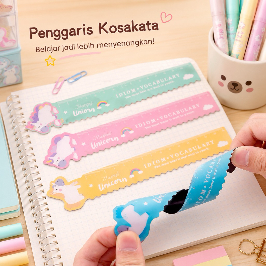 (ctshop1) UNICORN AND PIGGY MAGNETIC RULER - CUTE CHARACTER RULER - RULER
