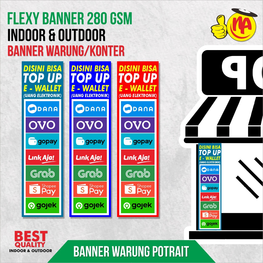 BANNER DECORATIVE COUNTER / STALL TOP UP EWALLET ขนาด 150 X 40 CM PORTRAIT