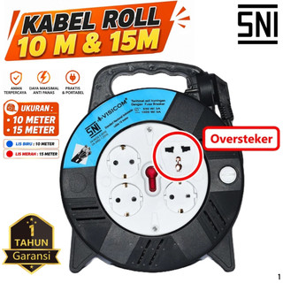 VISICOM Stop Kontak Kabel 10 Meter 15 Meter Kabel Roll 4 Lubang 15 Meter 10 Meter 15m 10m KUNINGAN