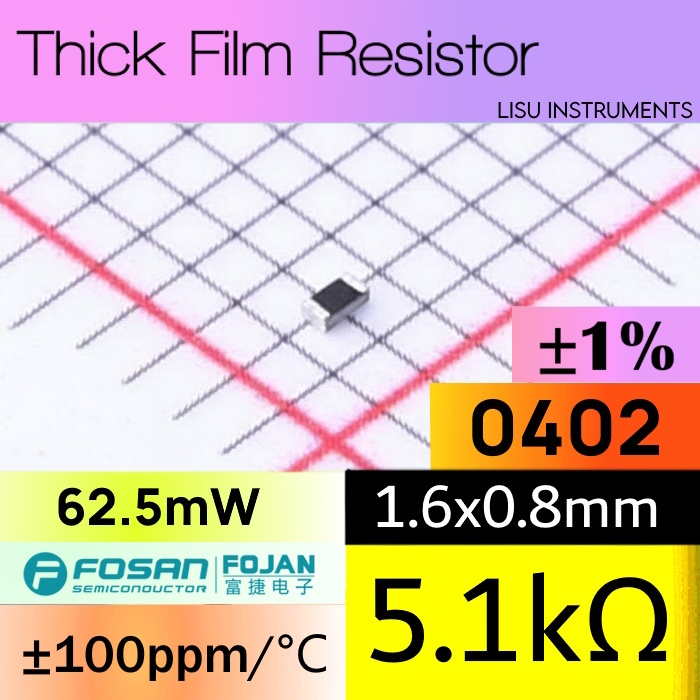 5.1k 0402 ±1% 62.5mW ตัวต้านทานฟิล์มหนา 5k1 FRC0402F5101TS Original FOJAN