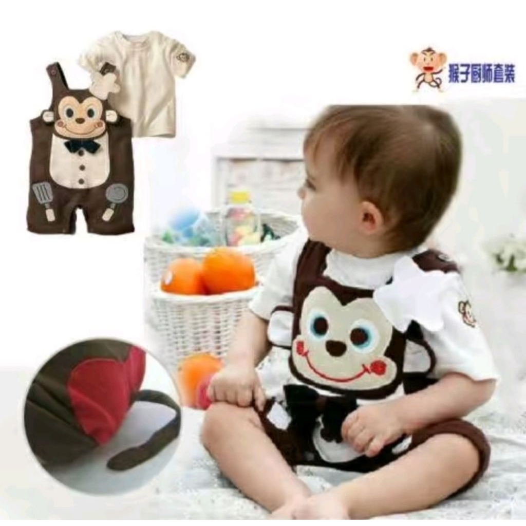 ชุดรอมเปอร์จัมเปอร์ลิงขนาด 6m, 12m, 18m, 2t, 3t